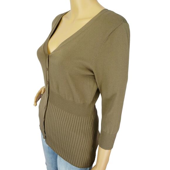 2/$15 Gap V-Neck Sweater Olive Green Button Front Knit 3/4 Sleeve Size S - Picture 5 of 8